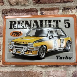 Metal Sign Embossed, Renault 5 Turbo 1980