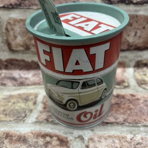 Money Box Tin Oil Barrel, Fiat Premium Protection Oil