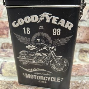 Storage Tin Box Medium, Clip Top Lid, Goodyear Tires est. 1898