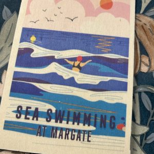 Wooden Postcard Sea Swimming At Margate