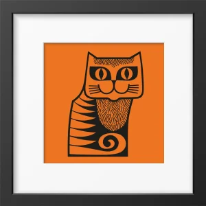 Wall Art Print Framed Hornsea Cat Orange