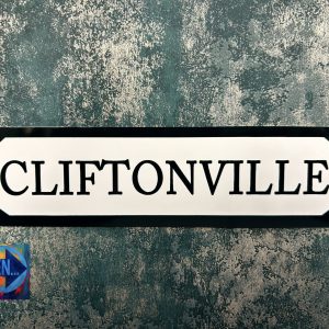 Metal Sign Aluminium, Cliftonville Street Style Sign, Small 2" x 8"