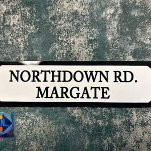 Metal Sign Aluminium, Northdown Road Margate Street Style Sign, Small 2" x 8"