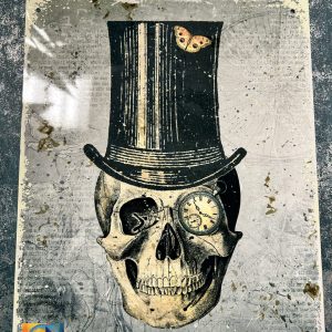 Metal Sign Aluminium, Skull In Top Hat (Steam Punk Style), Medium