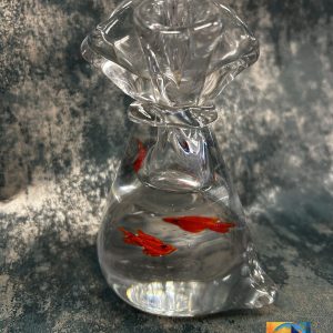 Goldfish In Bag Glass Paperweight