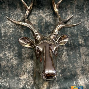 Stags Head Decorative Wall Ornament Bright Champagne