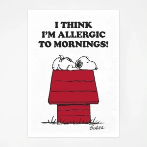 Peanuts Snoopy Think I'm Allergic To Mornings Tea Towel