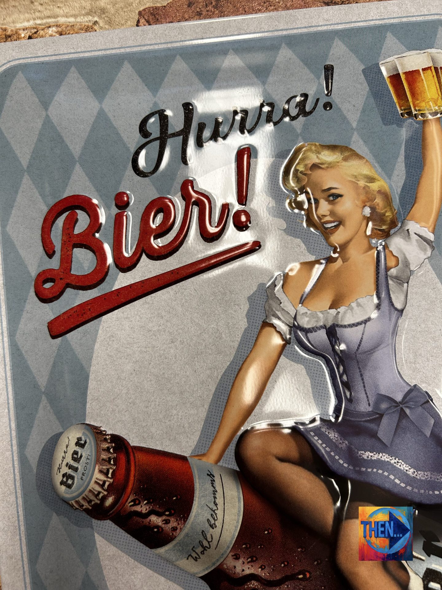 Metal Sign Embossed, Hurra! Bier German - Image 5