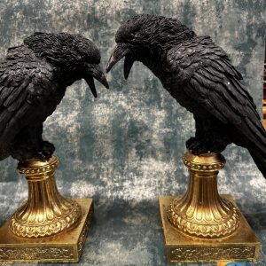 Pair Of Large Raven Candle Holders