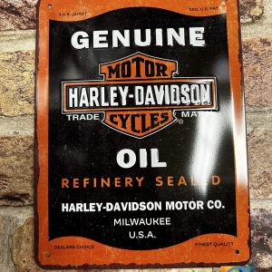 Metal Sign Embossed Small, Harley Davidson Genuine Oil