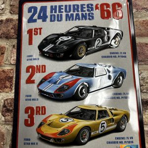 Metal Sign Embossed Large, Ford GT40 Le Mans 24H 1966 The Winners