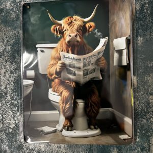 Metal Sign Aluminium, Cow On Toilet, Small