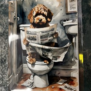 Metal Sign Aluminium, Cockapoo On Toilet, Small