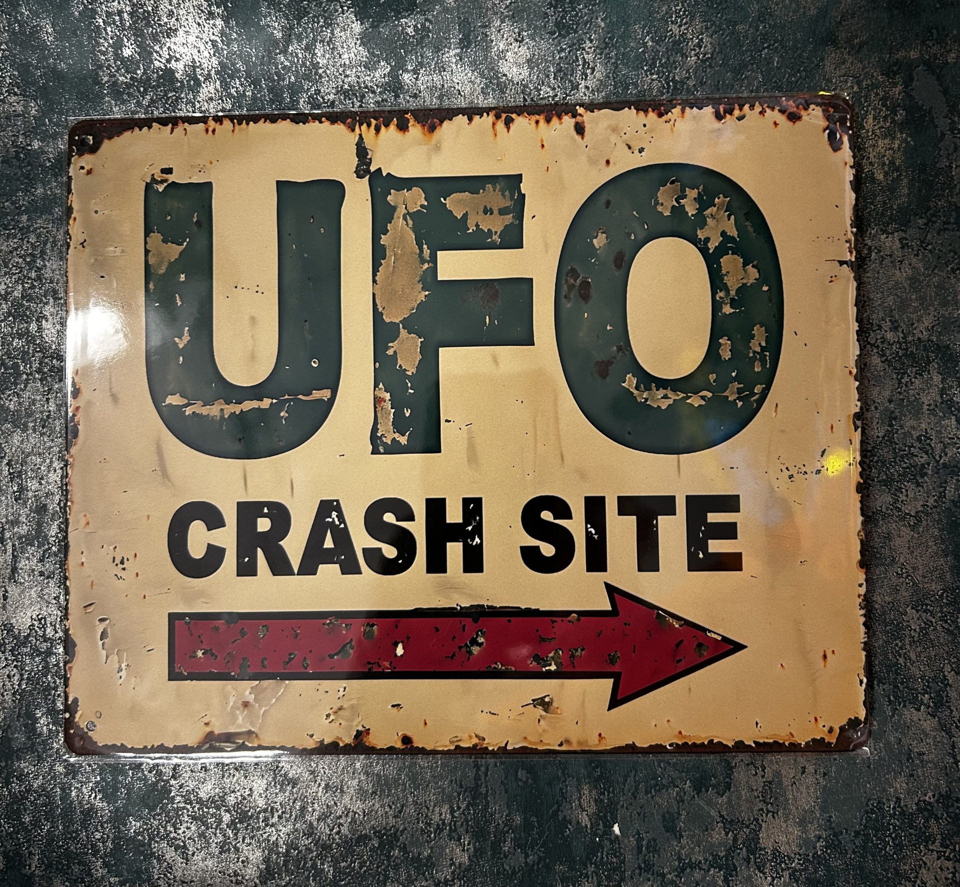 Metal Sign Aluminium, UFO Crash Site 10" x 8"
