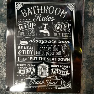 Metal Sign Aluminium, Bathroom Rules 10" x 8"